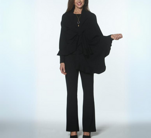 J'Envie - Back Vent Hidden Front Zip Pull On Pant in Black