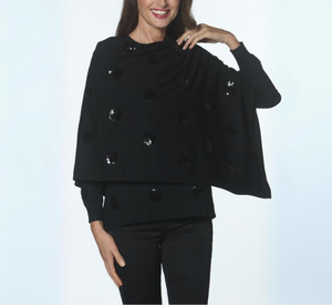 J'Envie - Poncho with Sequins in Black