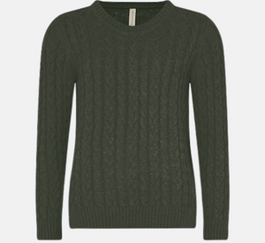 Skovhuus - Cotton Cable Knit Sweater in Army Green