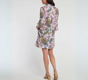 Hinson Wu - Aileen 3/4 Sleeve Button Back Dress in Lilac Multi