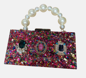 Anton Heunis - Box Clutch with Cluster Gems in Multicolor