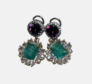 Anton Heunis - Dangle Jewel Earrings in Gold, Silver, Purple, and Jade