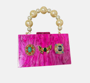 Anton Heunis - Box Clutch with Gems in Fuschia