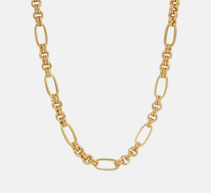 Leeada Jewelry - Janie Oval and Double Round Chain Necklace in Gold