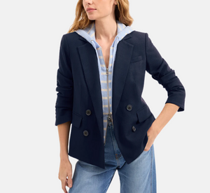 Veronica Beard - Cashmere Hoodie Dickey in Blue and Ivory