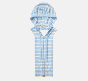 Veronica Beard - Cashmere Hoodie Dickey in Blue and Ivory