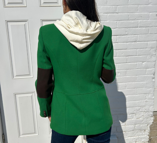 IRIS - Jacket with Leather Patches and Zip Out Hood in Green