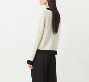 Suncoo - Gabili Button Cardigan in White and Black