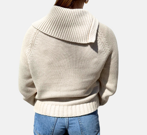 Repeat - Button Turtleneck Sweater in Ivory