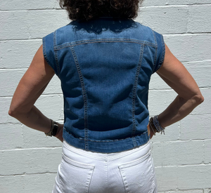 MAC - Cap Sleeve Denim Vest in Natty