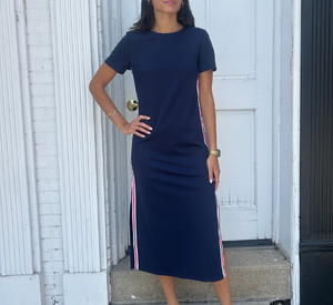Elliot Lauren - Knit Dress with Stripes in Navy