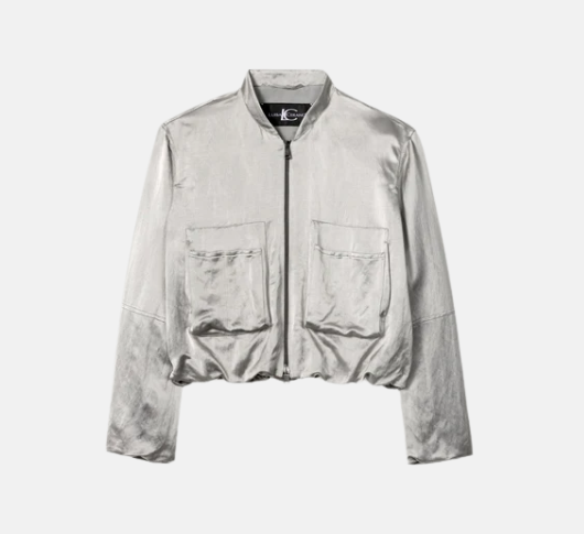 Luisa Cerano - Satin Blouson Jacket in Grey