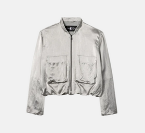 Luisa Cerano - Satin Blouson Jacket in Grey