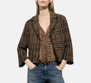 Luisa Cerano - Tweed Blazer Jacket in Brown and Black Multi