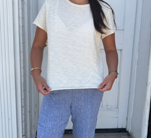 ELLIOT LAUREN - Lightweight Boxy Cotton T-shirt in Ivory