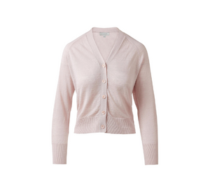 KINROSS CASHMERE - Linen Button Cardigan in Petal