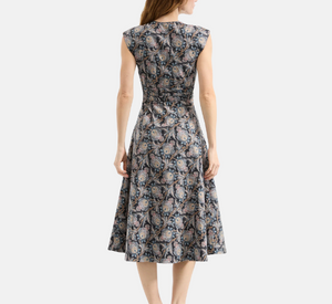 Veronica Beard - Nilsen Belted Midi Dress in Black Multi