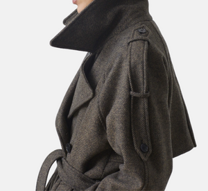 Suncoo - Emo Long Wool Coat in Chocolate