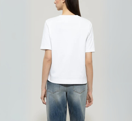 Luisa Cerano - Basic Short Sleeve T-Shirt in Bleached White