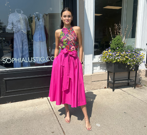 Trina Turk - Amano Bow-Tie Midi Skirt in Trina Pink