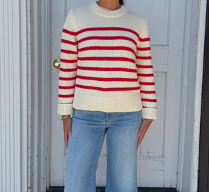 RAILS - Stripe Knit Sweater in Cherry and White