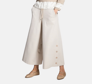 Tricot Chic - Pinstripe Gaucho Pant in Oat