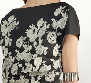 Liviana Conti - Cap Sleeve Embroidered Top in Black and White