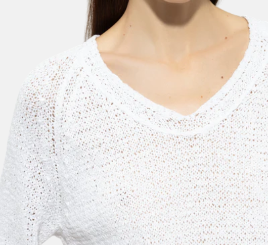Luisa Cerano - Short Sleeve V-Neck Sweater in Bleach White