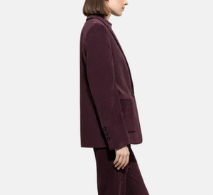 Luisa Cerano – Corduroy One-Button Blazer in Burgundy