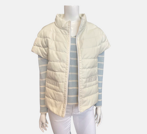 Cortland Park - Palm Beach Leather Puffer Vest in White