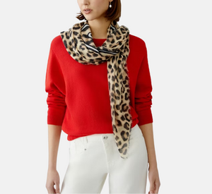 Oui - Cheetah Print Scarf in Camel, Brown, and Black