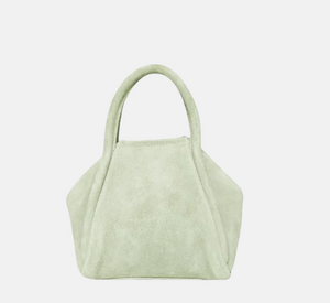 Oliveve - Mini Taya Top Handle and Crossbody Suede Bag in Seafoam
