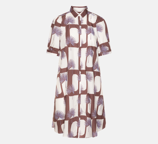 0039 Italy - Lina Ka Pattern Shirt Dress in Brown and Purple