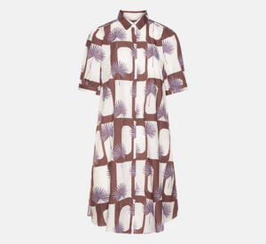 0039 Italy - Lina Ka Pattern Shirt Dress in Brown and Purple