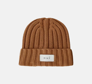Oui - Ribbed Ski Hat in Camel