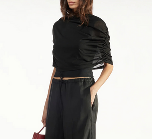 LIVIANA CONTI - Round Neck Cape Top in Black