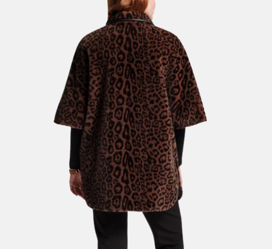 Frances Valentine - Nico Faux Fur Poncho in Brown Multi