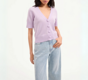 Veronica Beard - Short-Sleeve Cashmere Cardigan in Lilac