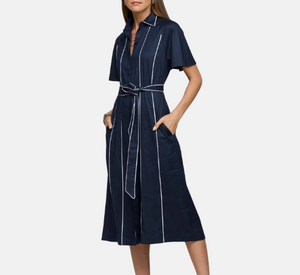 Hinson Wu - Joanna Short Sleeve Dress in Navy