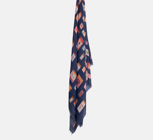 Vilagallo - Matchbox Print Scarf in Navy Multi