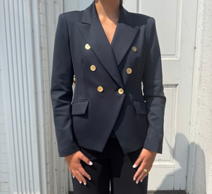 IRIS SETLAKWE - Double Breasted Blazer with Gold Buttons in Navy