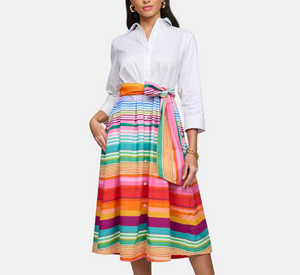 Hinson Wu - Robin 3/4 Sleeve Ombre Stripe Dress in Multicolor