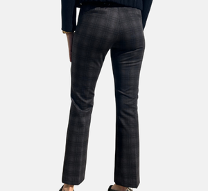 Elliott Lauren - Elastic Waist Plaid Pant in Chocolate and Charcoal