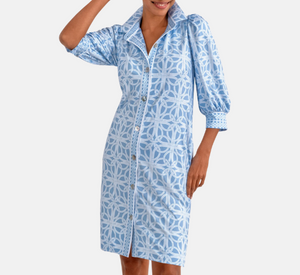 Gretchen Scott - Ring Toss Pattern Dress in Periwinkle and White