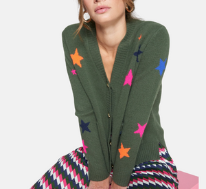 Vilagallo - Star Print Cardigan in Green