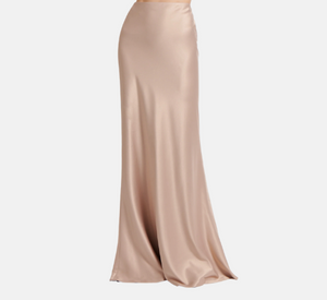 Emily Shalant - Satin A-Line Long Skirt in Bisque