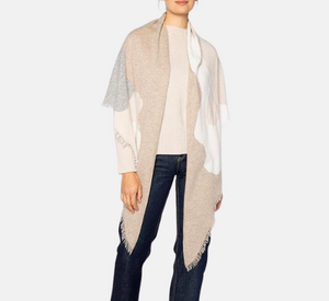 Kinross Cashmere – Fringe Wrap in Taupe Multi