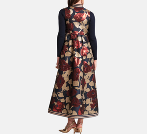 Frances Valentine - Susie Floating Floral Jacquard Jacket in Navy and Gold