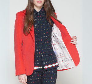 Vilagallo - Corduroy Blazer Jacket in Orange
