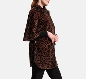 Frances Valentine - Nico Faux Fur Poncho in Brown Multi